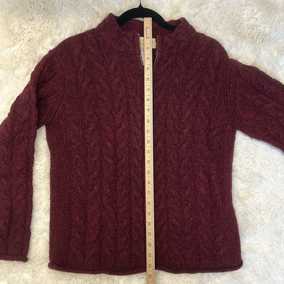 IrelandsEye Irish Knitwear Lambswool and Silk Sweater Maroon Full Zip Size S Lux - Picture 5 of 5